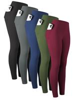 CHRLEISURE 5/6-Pack High Waisted Sports Leggings with Pockets for Women - Soft Athletic Tummy Control Pants for Running Cycli...