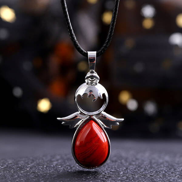 Angel Wings Crystal Teardropt Pendant Necklaces