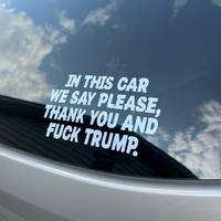 In This Car We - Political Humor Car Decal 5 inches