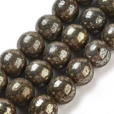 Natural Pyrite Round Beads Strands