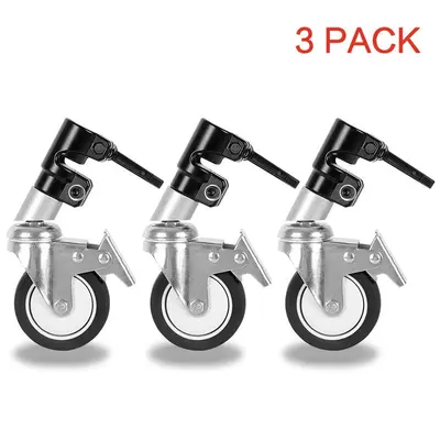 3Pcs Black Photography Stand Swivel Caster Wheel - Aperturee