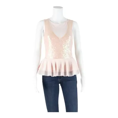 LIPSY LONDON Sequins Womens Smock Top Pink Sleeveless UK 10