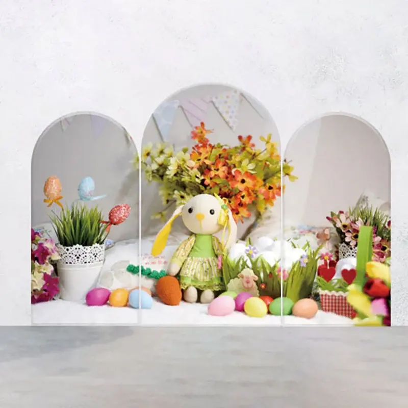 Bunny Doll Eggs Greenery Easter Arch Backdrop Kit - Aperturee