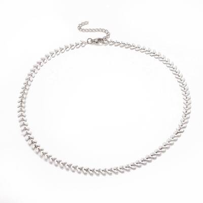 Enamel Wheat Link Chain Necklace