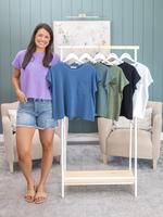 Zenana Slub Relaxed Fit Short Sleeve Top | S-L