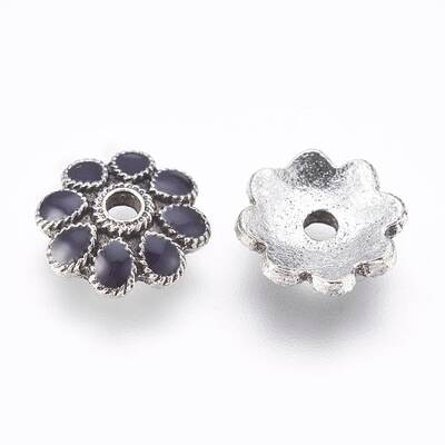 Alloy Enamel Flower Bead Caps