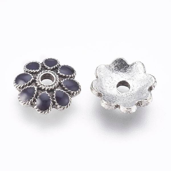 Alloy Enamel Flower Bead Caps
