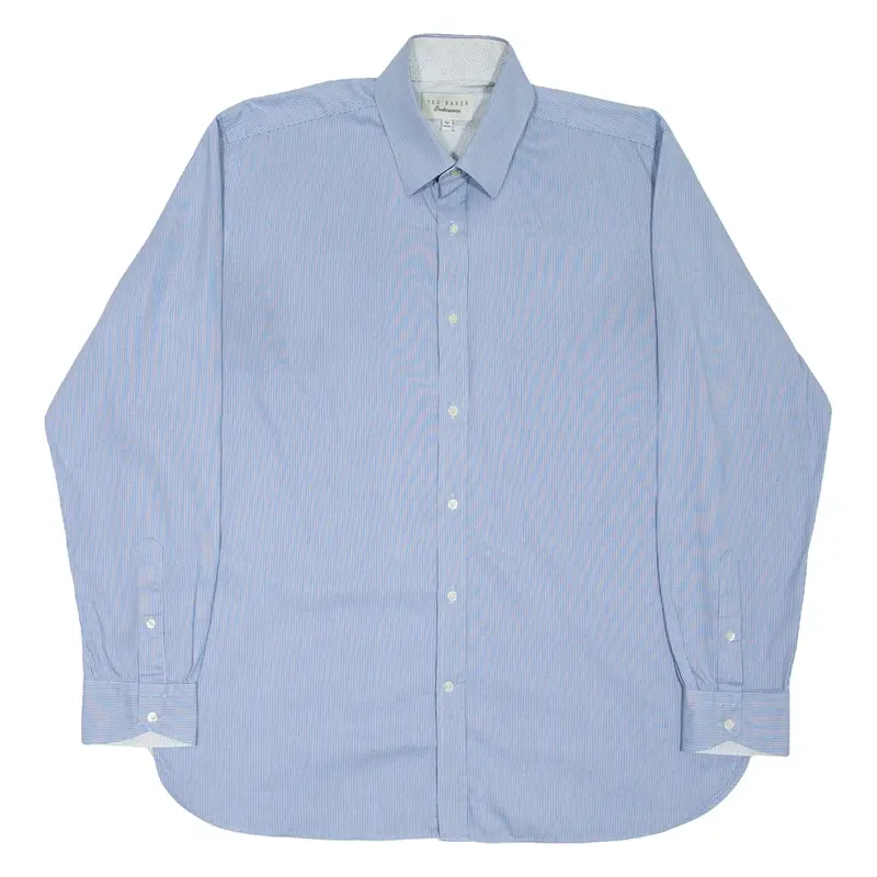 TED BAKER Mens Shirt Blue Pinstripe Long Sleeve XL