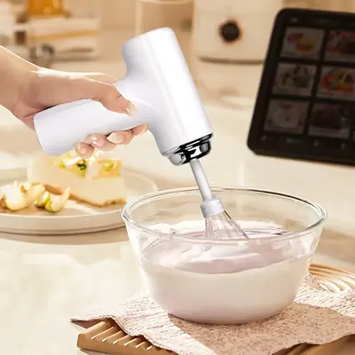 Wireless Handheld Electric Egg Beater, USB Rechargeable Portable Blender, Household Kitchen Appliances for Cake, Cookie, Panc...