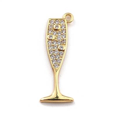 Brass Micro Pave Clear Cubic Zirconia Pendants