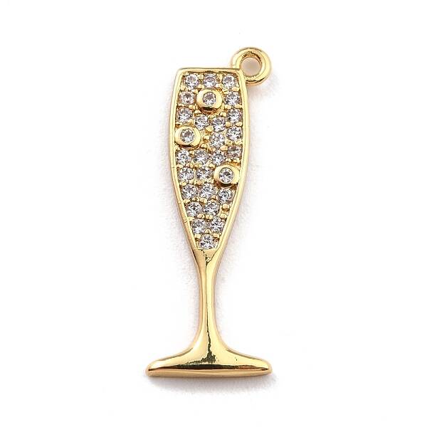 Brass Micro Pave Clear Cubic Zirconia Pendants