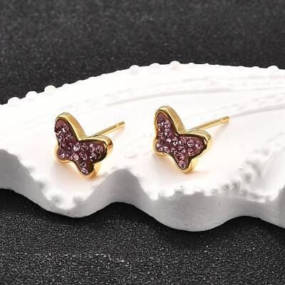 12 Pairs 304 Stainless Steel Rhinestone Stud Earrings