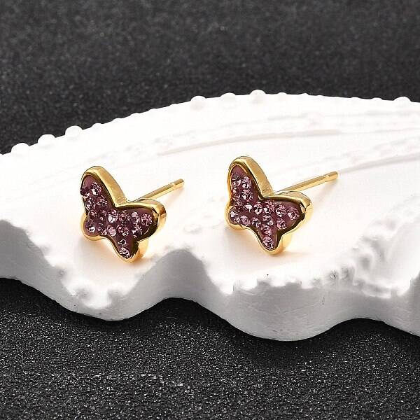 12 Pairs 304 Stainless Steel Rhinestone Stud Earrings