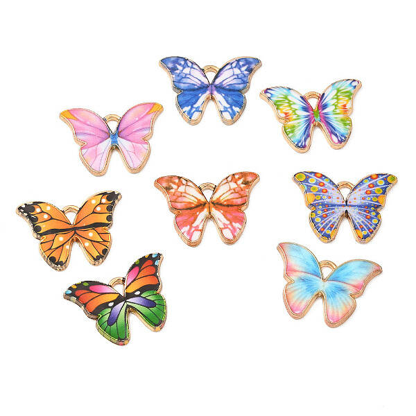 Light Gold Tone Alloy Enamel Pendants
