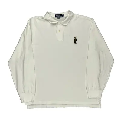 Polo Bear Polo By Ralph Lauren Long Sleeve Polo Shirt - XL White Cotton