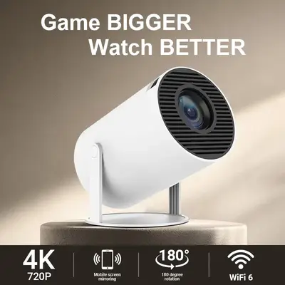 HY300 PRO Mini Projector Android 11 Quad-Core Processor 4K Ultra HD Supported 180° Flip 160 ANSI Lumens 1080P Resolution 40-...