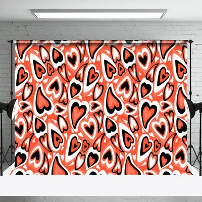 Red Black White Heart Shaped Valentines Day Backdrop - Aperturee