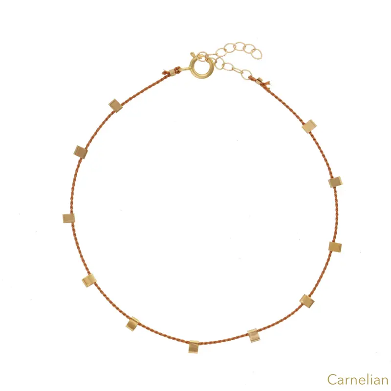 Hilo Bracelet | Metal Color: Gold | Color: Carnelian | Length: Adjustable 7 - 8 inches