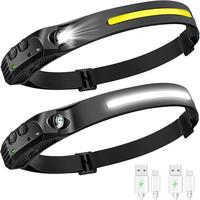 Rechargeable Headlamp, LED light,Rechargeable 230°Wide Headlamp with Motion Sensor for Adults,Headlamp Flashlight,Spring Cam...