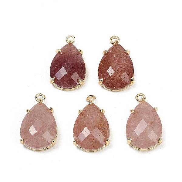 Natural Strawberry Quartz Faceted Pendants