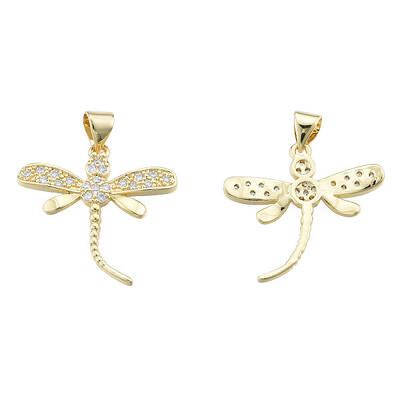 Brass Micro Pave Clear Cubic Zirconia Pendants