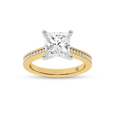 Paris Channel Set Princess Cut Lab Diamond Engagement Ring | 10K Yellow Gold 2 3/4 CT. TW.