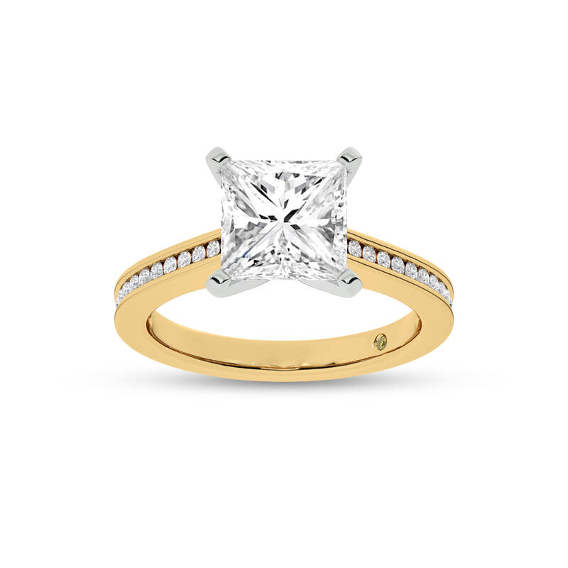 Paris Channel Set Princess Cut Lab Diamond Engagement Ring | 10K Yellow Gold 2 3/4 CT. TW.
