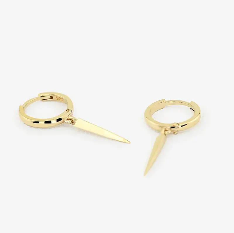 14K Gold Drop Single Spike Earrings