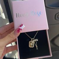 Nova Rose Bow Initial Necklace - Personalized Jewelry for Women