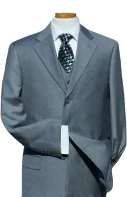 Mens light gray  Classic Fit Suit - Pleated Pants - Athletic Executive Cut Suit