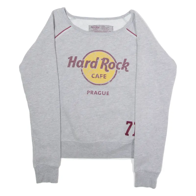 HARD ROCK CAFE Prague Womens Sweatshirt Grey Crew Neck S