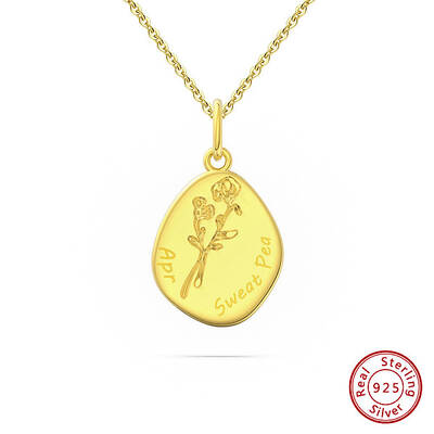 Birth Flower Style 925 Sterling Silver Pendant Necklaces