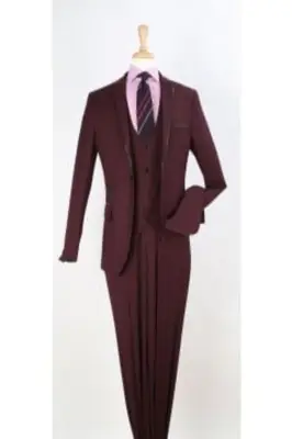 Royal Diamond Men's 3 Piece Slim Fit Fashion Suit Black Piping
