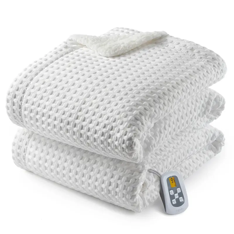Garvee Heated Blanket Twin Size, Waffle Weave Electric Throw Blanket Fast Heating with LCD Controller, 10 Heat Levels & 1-12H...