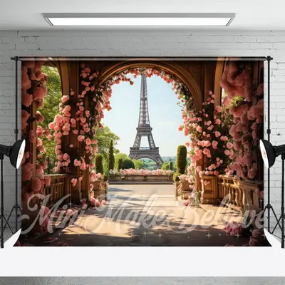 Floral Tower Arched Corridor Photo Spring Backdrop - Aperturee