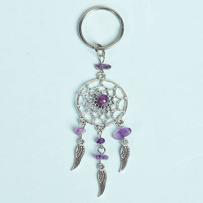 Natural Amethystwith Aolly Keychain