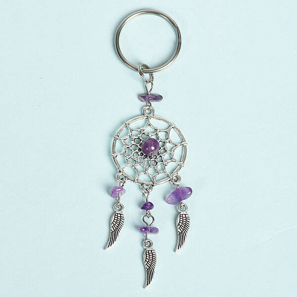 Natural Amethystwith Aolly Keychain