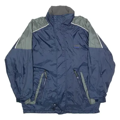 SANDIC Mens Jacket Blue Nylon 90s Hooded Colourblock XL