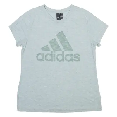 ADIDAS Girls T-Shirt Blue Crew Neck L