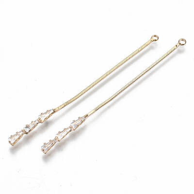 Brass Micro Clear Cubic Zirconia Chain Tassel Big Pendants