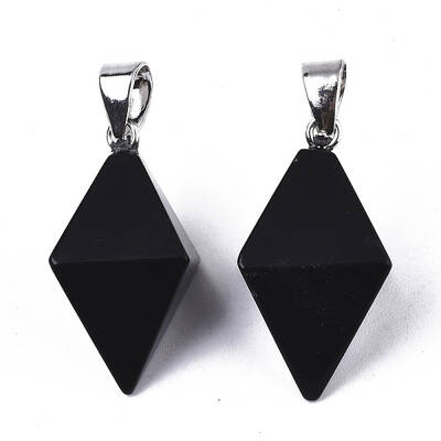 Natural Black Stone Double Terminated Pointed Pendants