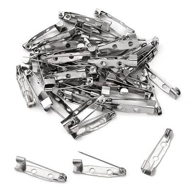 Iron Brooch Pin Back Safety Catch Bar Pins with 2-Hole