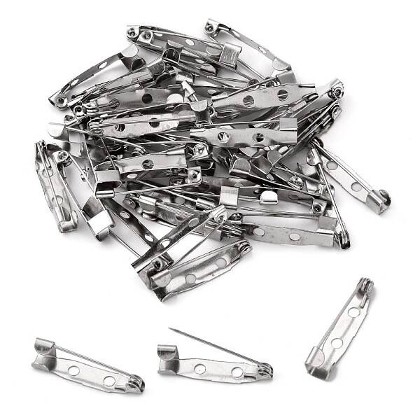 Iron Brooch Pin Back Safety Catch Bar Pins with 2-Hole