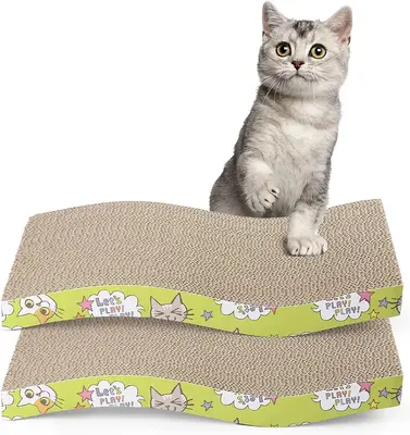 2 Pack Cat Scratch Cardboard Scratching Pad Scratcher Lounge Sofa Bed w/2 Catnip