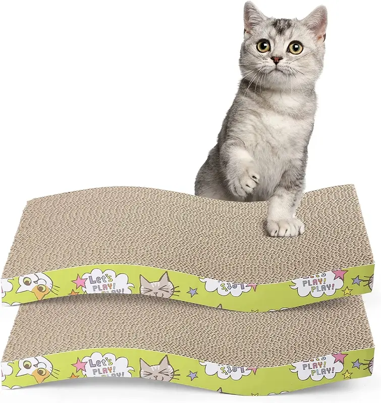 2 Pack Cat Scratch Cardboard Scratching Pad Scratcher Lounge Sofa Bed w/2 Catnip