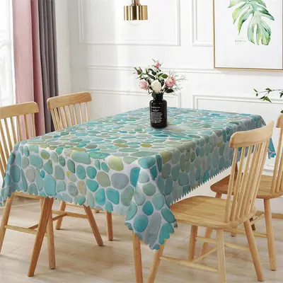 Cyan Cobblestone Patterns Dining Room Tablecloth - Aperturee