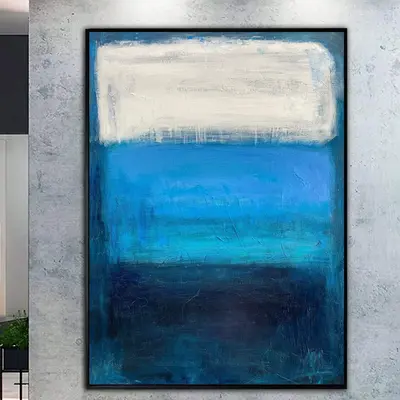 Royal Blue Painting Canvas Mark Rothko Style Painting Blue Wall Art Minimalist Art Wall Hanging Decor Commission Painting | M...