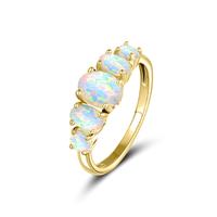 Elegant Five Stone Ring Oval Cut Opal Ring For Women Engagement Rings October Birthstone Wedding Promise Eternity Ring 18K Ye...