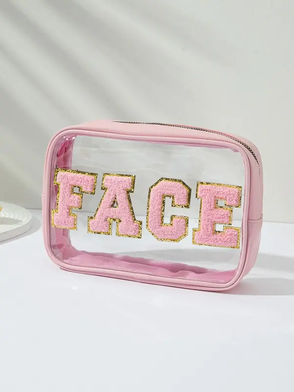 Fashion Letter Pattern Makeup Bag with Zipper, Portable Toiletry Bag, Cosmetic Bag, Women's Waterproof Versatile Storage Bag,...