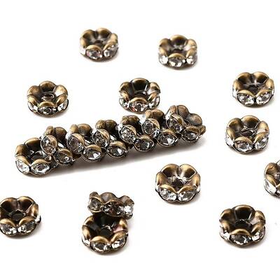 Brass Rhinestone Spacer Beads